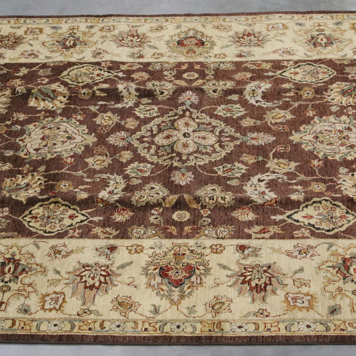 8x10 India Oushak Brown Ivory Wool Rectangular Rug