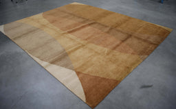 8x10 India Abstract Modern Contemporary Multicolored Brown Wool Rectangular Rug