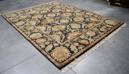 8x9 India Jaipur Black Wool Rectangular Rug