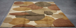 8x9 India Abstract Modern Contemporary Multicolored Ivory Wool Rectangular Rug