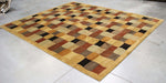 8x9 India Abstract Modern Contemporary Checkered Multicolored Brown Wool Rectangular Rug