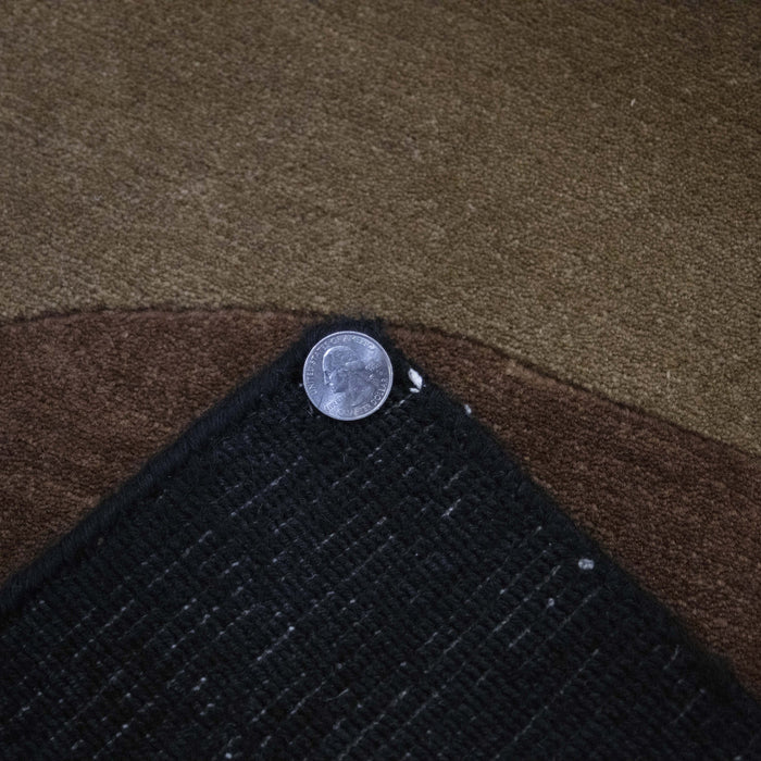 8x10 India Abstract Modern Contemporary Black Brown Wool Rectangular Rug