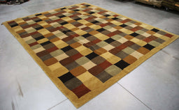 8x9 India Abstract Modern Contemporary Multicolored Brown Wool Rectangular Rug