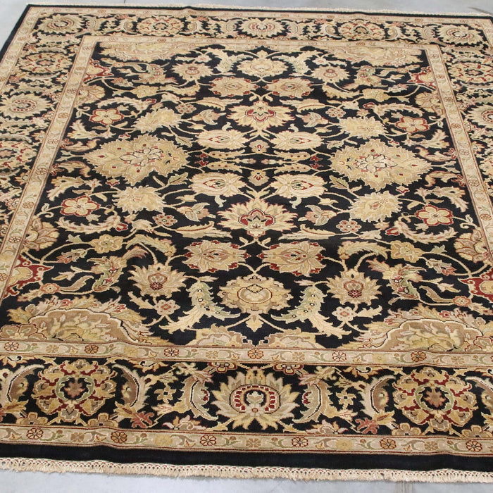 8x9 India Jaipur Black Gold Wool Rectangular Rug