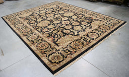 8x9 India Jaipur Black Gold Wool Rectangular Rug