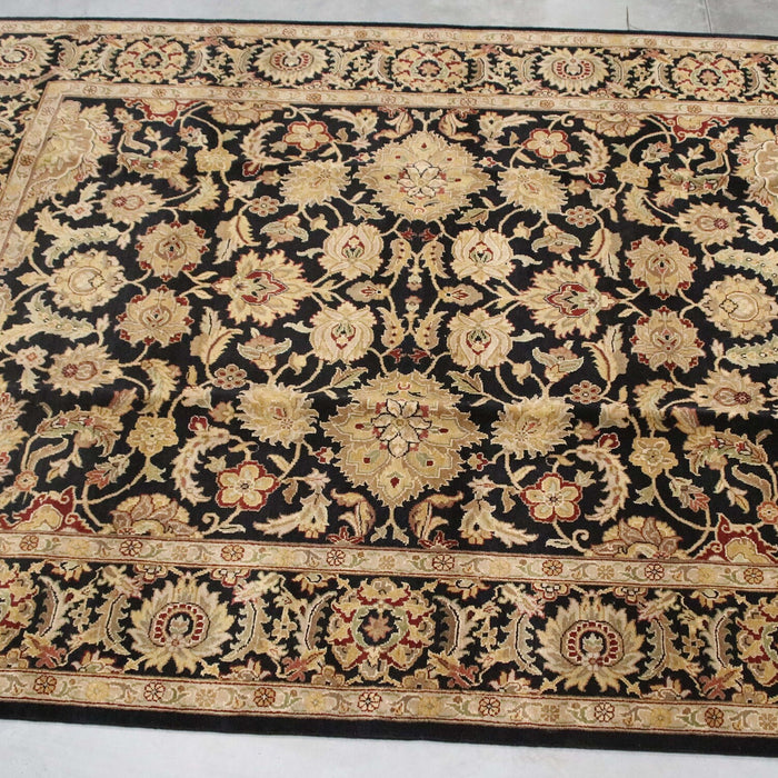 8x9 India Jaipur Black Gold Wool Rectangular Rug