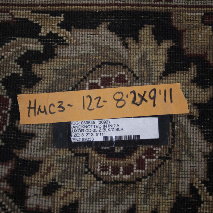 8x9 India Jaipur Black Gold Wool Rectangular Rug