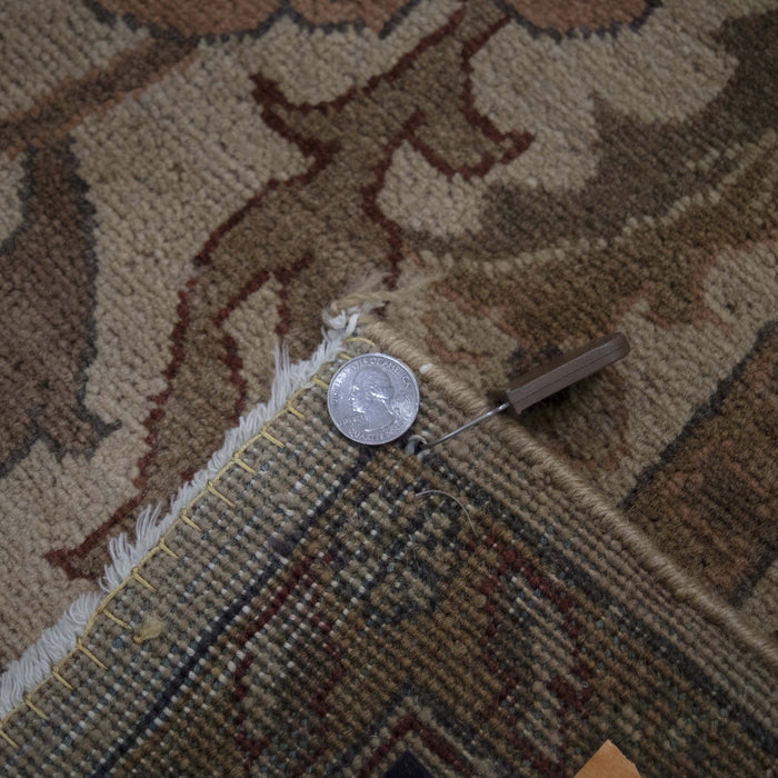 8x12 India Oushak Ivory Brown Wool Rectangular Rug