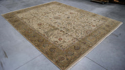 8x9 India Jaipur Brown Gold Wool Rectangular Rug
