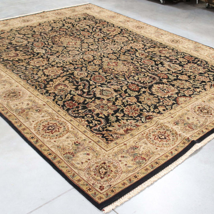 8x10 India Jaipur Black Brown Wool Rectangular Rug