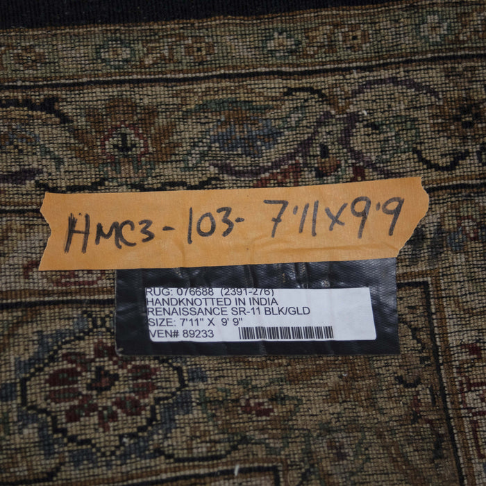 7x10 India Jaipur Black Gold Wool Rectangular Rug