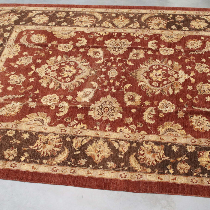 8x11 India Oushak Terracotta Brown Wool Rectangular Rug