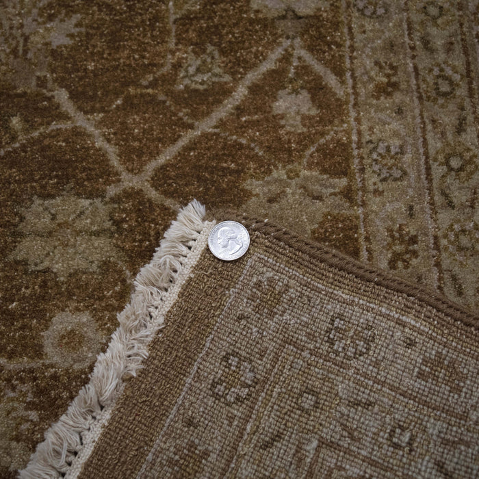 8x10 India Oushak Brown Ivory Wool Rectangular Rug