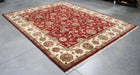 7x10 India Jaipur Red Burgundy Ivory Wool Rectangular Rug