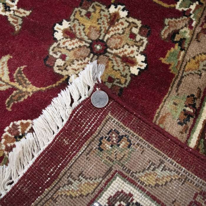 7x10 India Jaipur Red Burgundy Ivory Wool Rectangular Rug