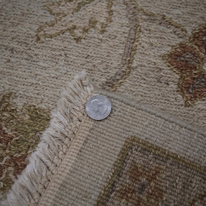 8x10 India Jaipur Flat Weave Ivory Green Wool Rectangular Rug