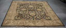 8x9 India Jaipur Black Ivory Wool Rectangular Rug