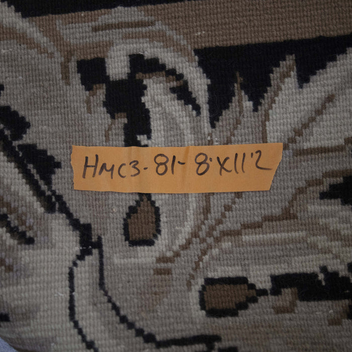 8x11 India Abstract Modern Contemporary Brown Black Wool Rectangular Rug