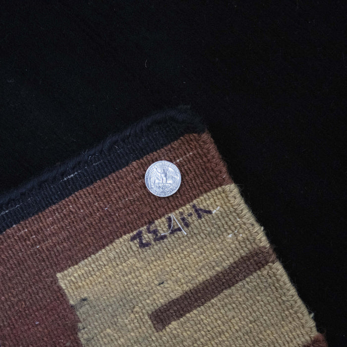 6x9 India Abstract Modern Contemporary Black Brown Wool and Silk Rectangular Rug