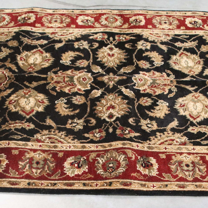 3x6 India Jaipur Black Red Burgundy Wool Rectangular Rug
