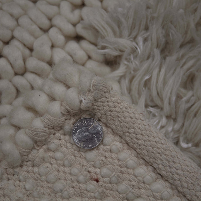 4x6 India Handmade Shag Looped White Ivory Wool Rectangular Rug