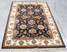 4x6 India Jaipur Black Ivory Wool Rectangular Rug
