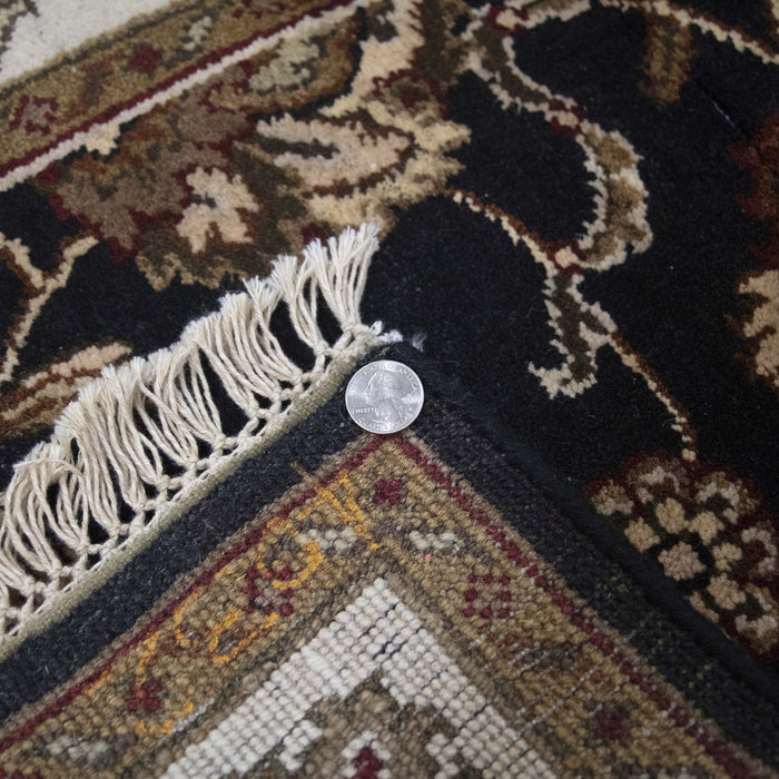 4x6 India Jaipur Black Ivory Wool Rectangular Rug