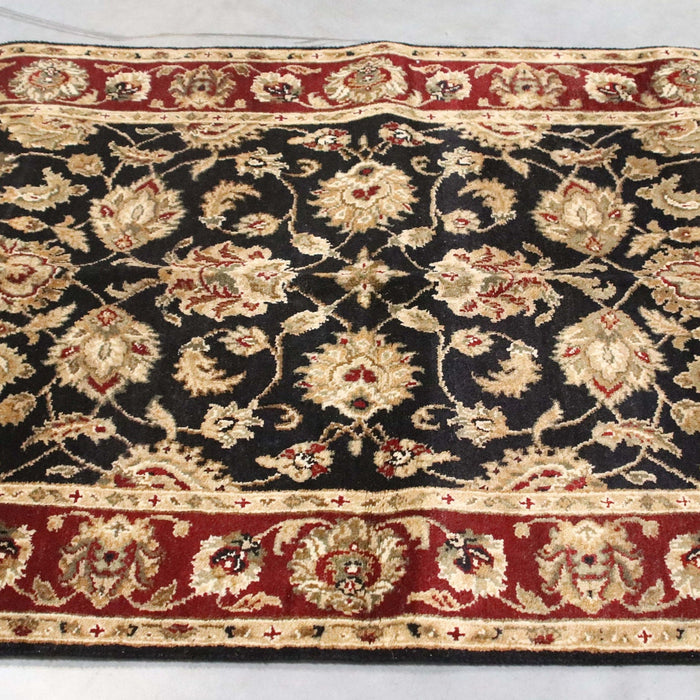 3x5 India Jaipur Black Red Burgundy Wool Rectangular Rug