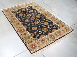 3x5 India Jaipur Black Brown Wool Rectangular Rug