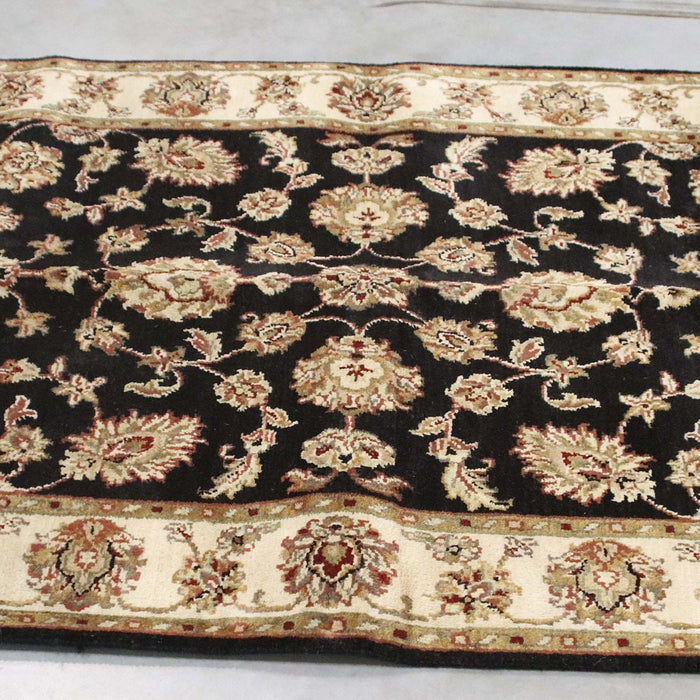 3x6 India Jaipur Black Ivory Wool Rectangular Rug