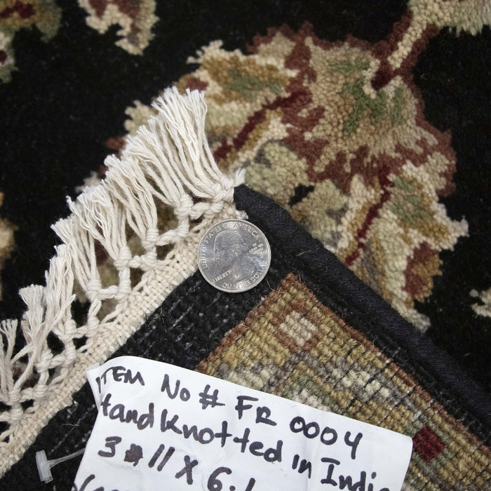 3x6 India Jaipur Black Ivory Wool Rectangular Rug