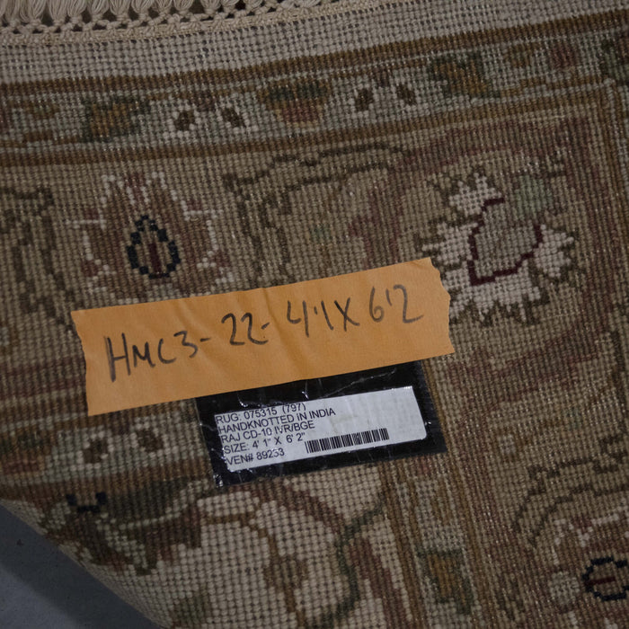 4x6 India Jaipur Ivory Brown Wool Rectangular Rug