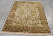 4x6 India Jaipur Ivory Green Wool Rectangular Rug