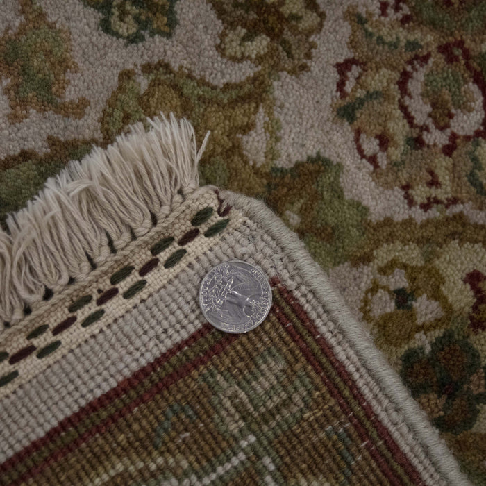 4x6 India Jaipur Ivory Green Wool Rectangular Rug