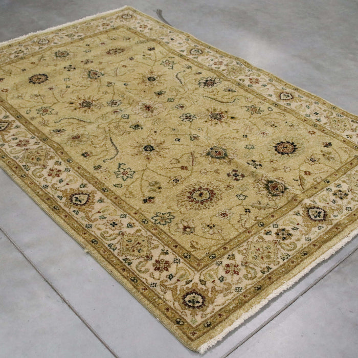 4x6 India Oushak Gold Ivory Wool Rectangular Rug