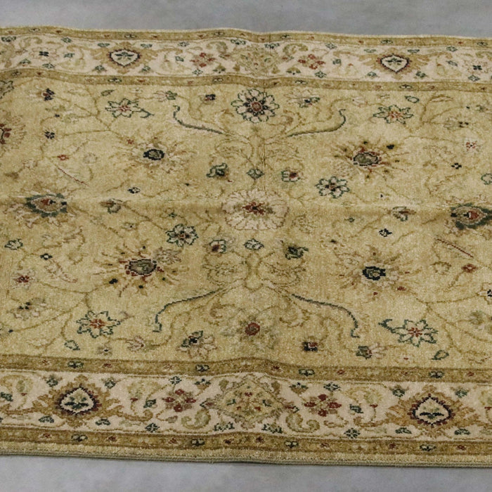 4x6 India Oushak Gold Ivory Wool Rectangular Rug
