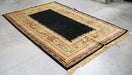 6x9 India Abstract Modern Contemporary Black Green Wool Rectangular Rug