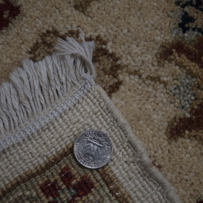 6x9 India Jaipur Ivory Brown Wool Rectangular Rug