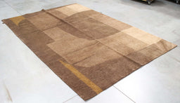 6x9 India Abstract Modern Contemporary Brown Wool Rectangular Rug