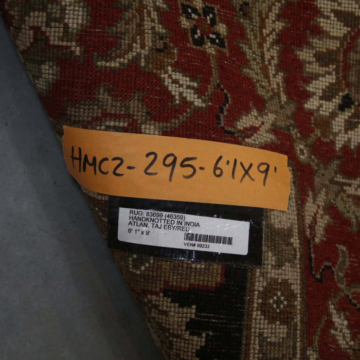 6x9 India Jaipur Black Red Wool Rectangular Rug