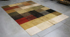 6x8 India Abstract Modern Contemporary Checkered Multicolored Wool Rectangular Rug