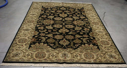6x9 India Jaipur Black Brown Wool Rectangular Rug