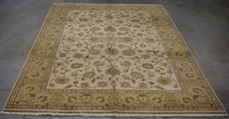 6x8 India Jaipur Ivory Gold Wool Rectangular Rug