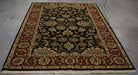 6x8 India Jaipur Black Red Burgundy Wool Rectangular Rug