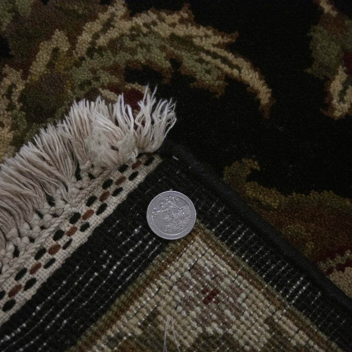 6x8 India Jaipur Black Red Burgundy Wool Rectangular Rug