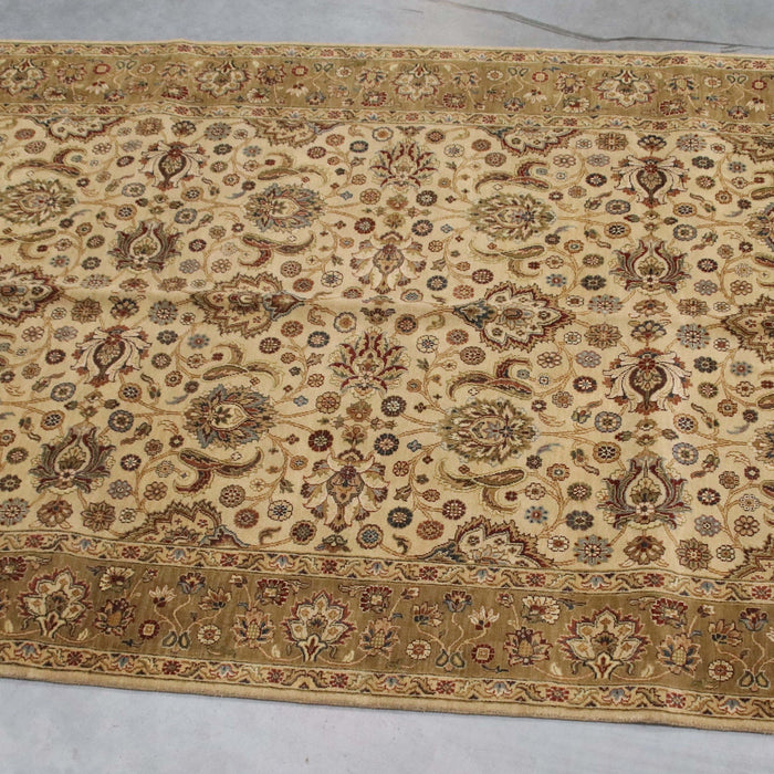 6x9 India Jaipur Gold Green Wool Rectangular Rug