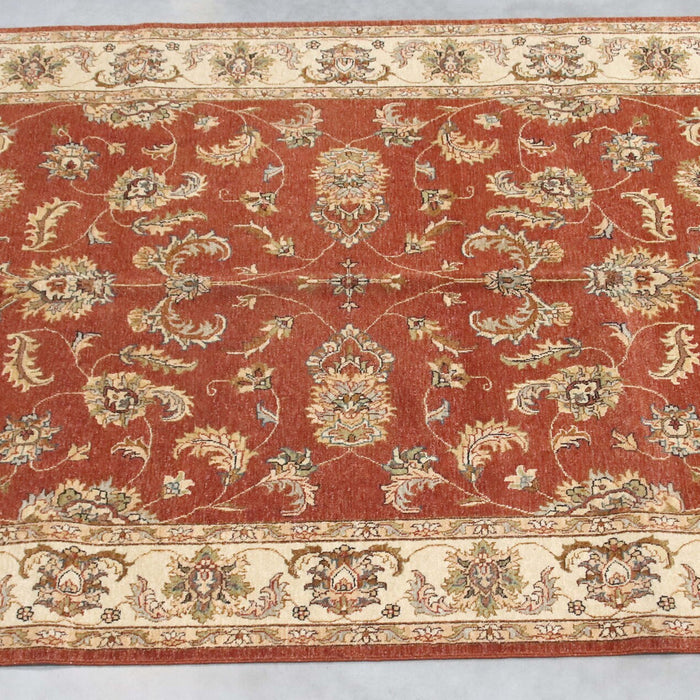 6x9 India Oushak Terracotta Ivory Wool Rectangular Rug