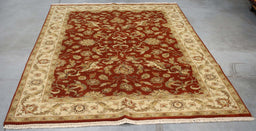 6x8 India Jaipur Red Ivory Wool Rectangular Rug