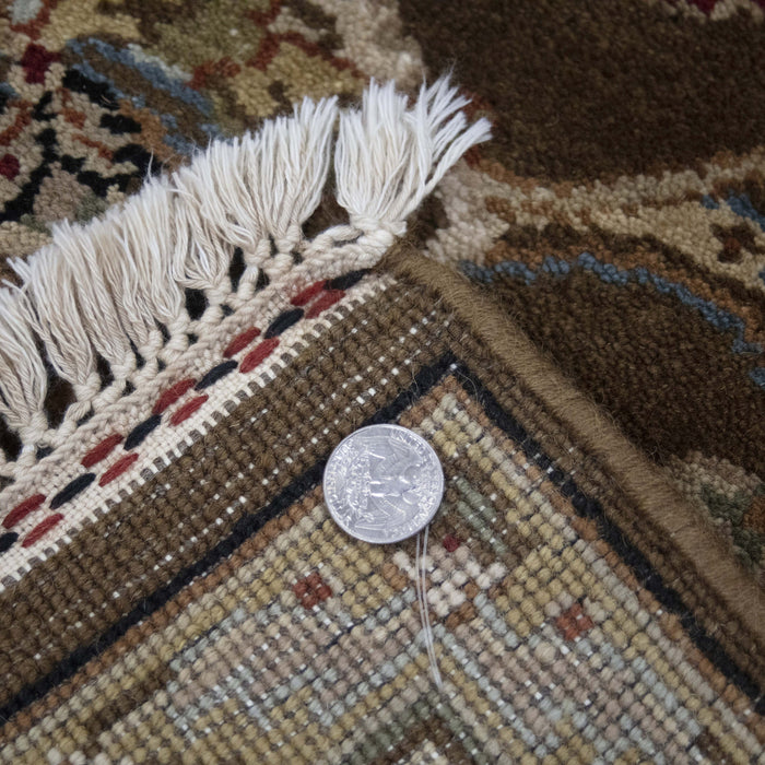 6x9 India Jaipur Brown Ivory Wool Rectangular Rug