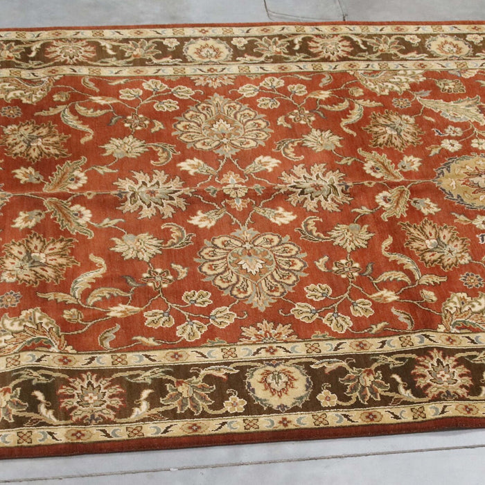 6x9 India Jaipur Terracotta Brown Wool Rectangular Rug